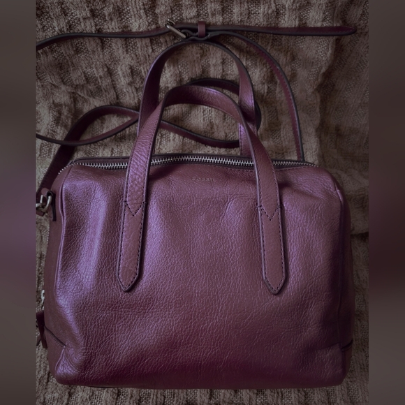 Fossil Sydney Raisin Leather Satchel - Picture 4 of 8